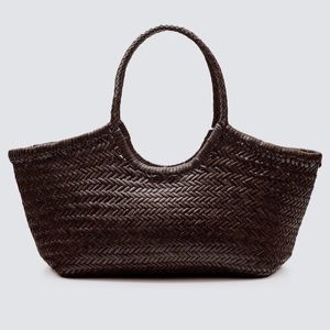 DRAGON DIFFUSION NANTUCKET DARK BROWN WOVEN LEATHER TOTE BAG